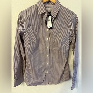 NWT Banana Republic Women’s Fitted Non-iron Striped Shirt Size 2